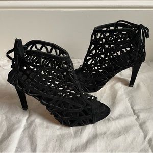 Zara Black Suede Cut Out Heels